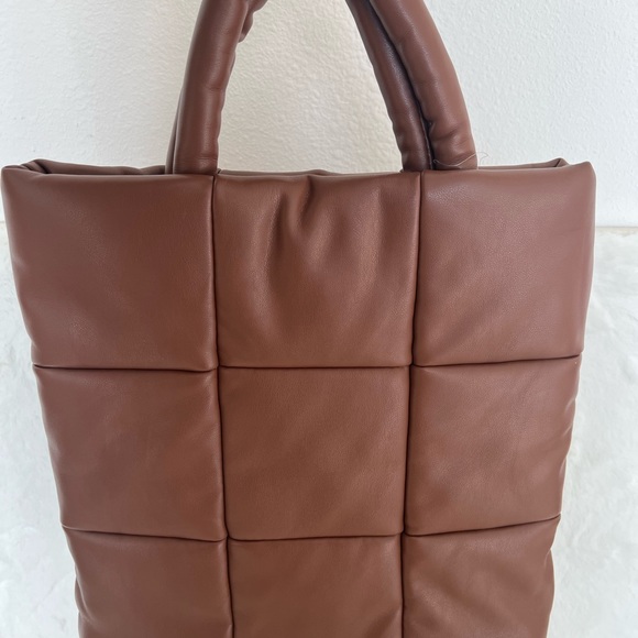 Aqua Faux Leather Quilted Dark Brown Hand/Crossbody Bag NEW - Picture 4 of 10